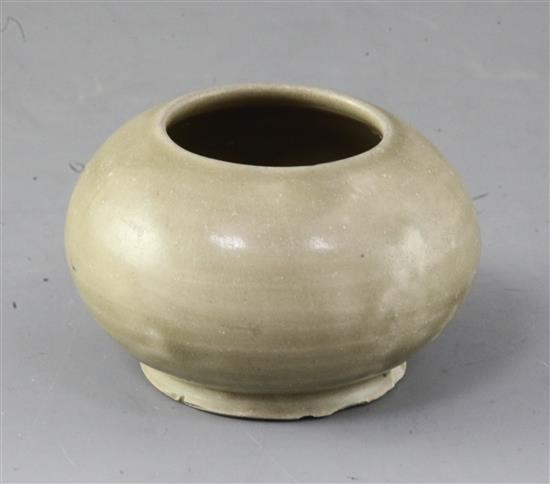 A Chinese Longquan celadon bud vase, Song dynasty, diameter 9cm, small chips to foot